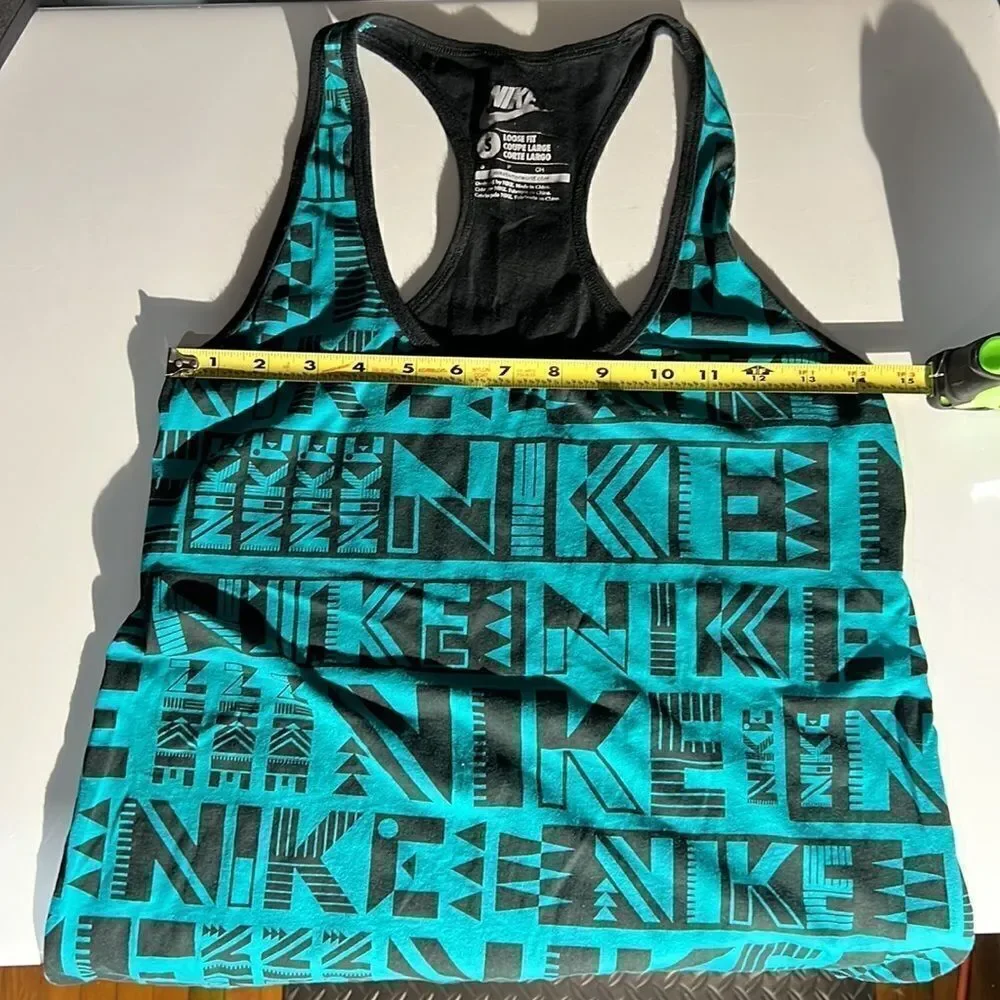 Nike Teal & Black Loose Fit Workout Tank Top Size Small